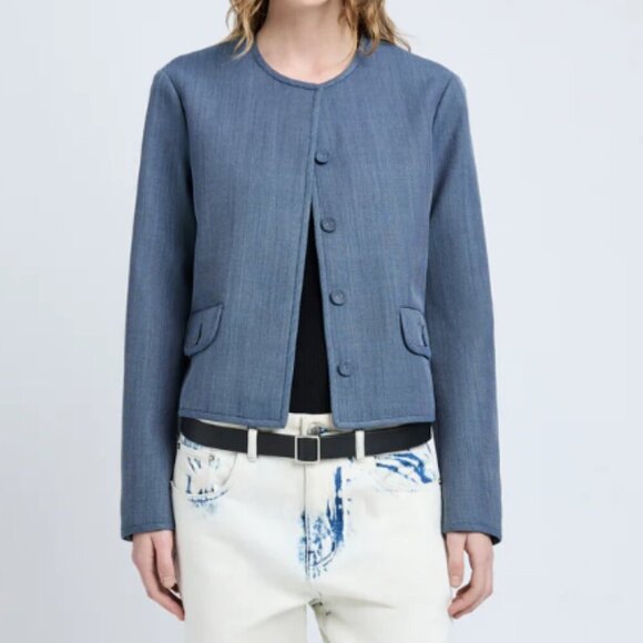 Proenza Schouler White Label Lucas Jacket in Wool Melange Denim Blazer Size 4 - Picture 2 of 11